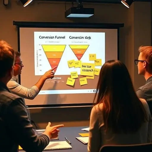 Stakeholders planning A/B tests to improve website redesign to boost conversions