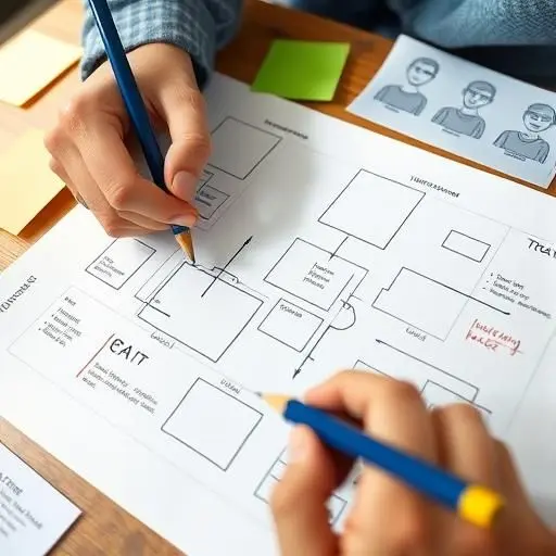 Wireframing a landing page for conversion website redesign for agency owners