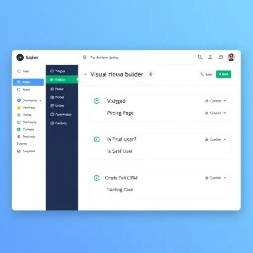 Workflow automation dashboard showing a conversion-focused flow
