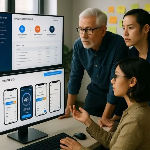 Team reviewing prototype risks during AI MVP validation