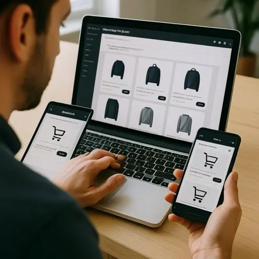Responsive ecommerce website tested across desktop and mobile devices