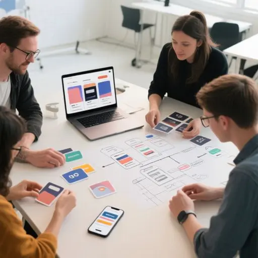 Team planning an ecommerce website and mobile app roadmap